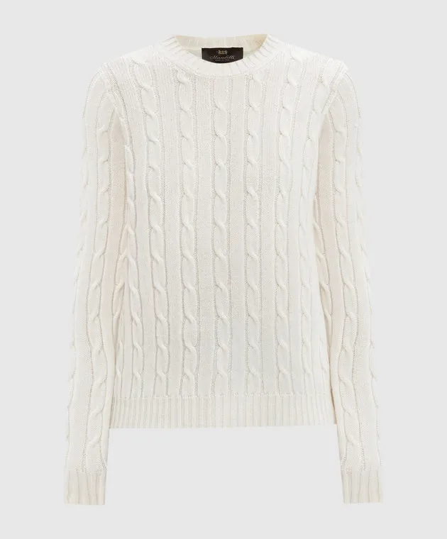 Enrico Mandelli White cashmere jumper with a textured pattern