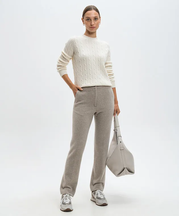 Enrico Mandelli White cashmere jumper with a textured pattern