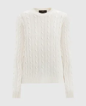 Enrico Mandelli White cashmere jumper with a textured pattern