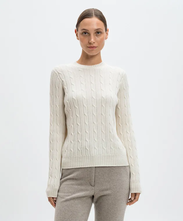 Enrico Mandelli White cashmere jumper with a textured pattern