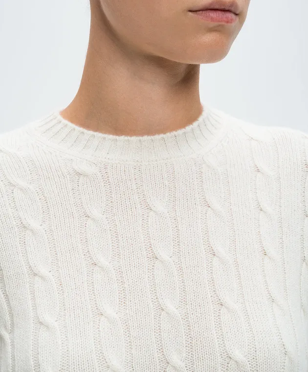 Enrico Mandelli White cashmere jumper with a textured pattern