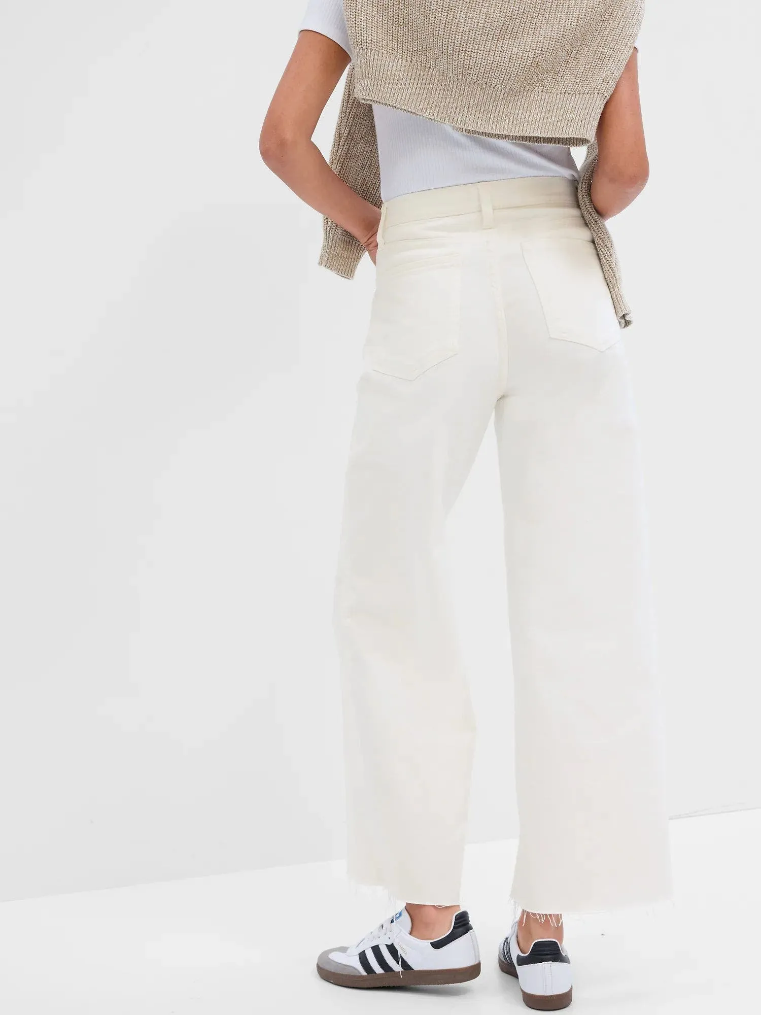 GAP Jeans Gap Wide-Leg Tiro Alto Con Washwell Mujer Blanco