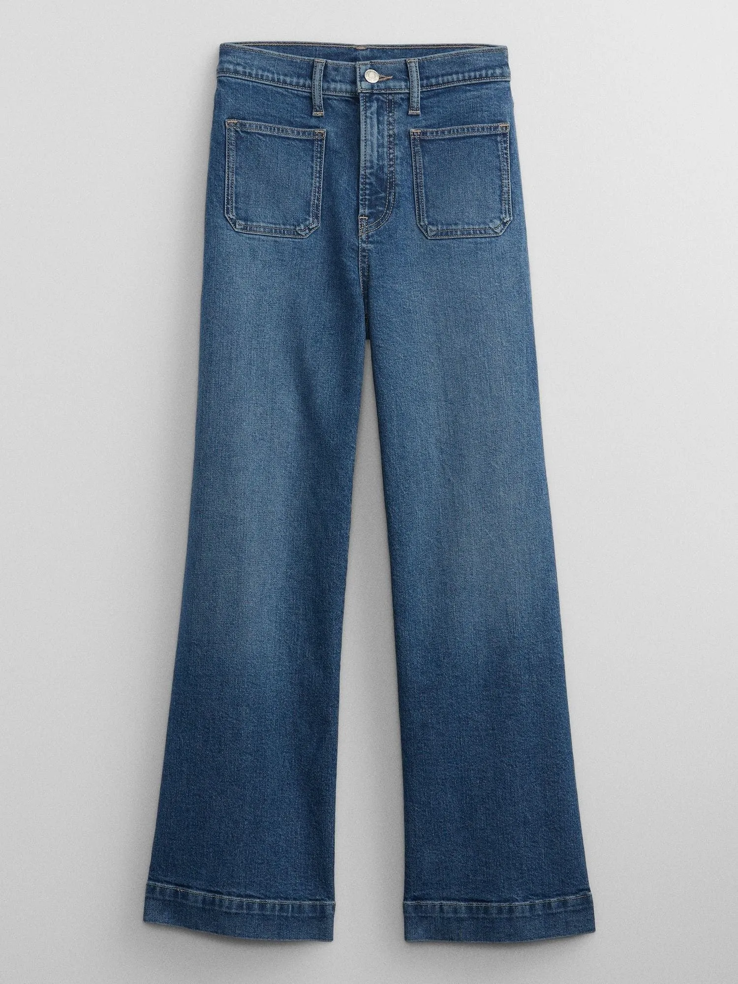 GAP Jeans GAP Wide-Leg Tiro Alto Mujer Dark Wash