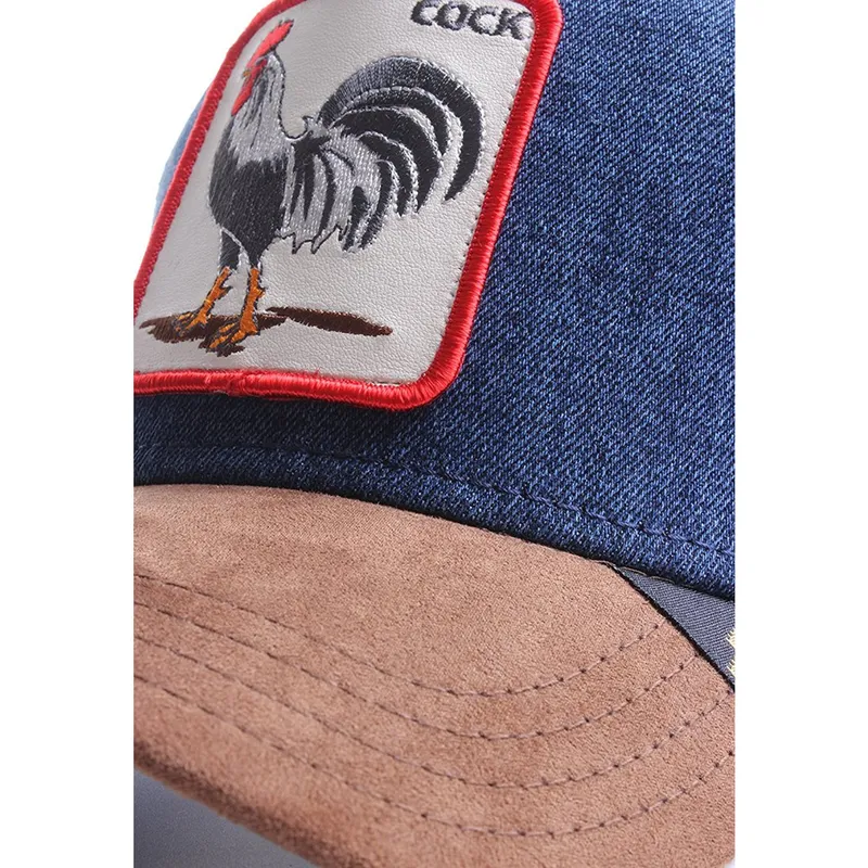 Gorra trucker marrón y denim gallo Big Strut de Goorin Bros.