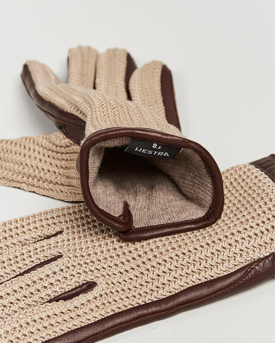 Hestra Adam Crochet Wool Lined Glove Chestnut/Beige