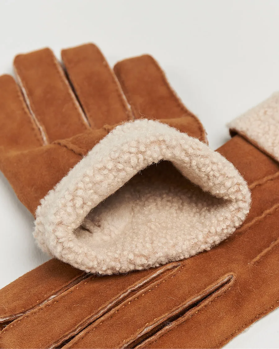 Hestra Bernard Lambskin Suede Glove Cognac