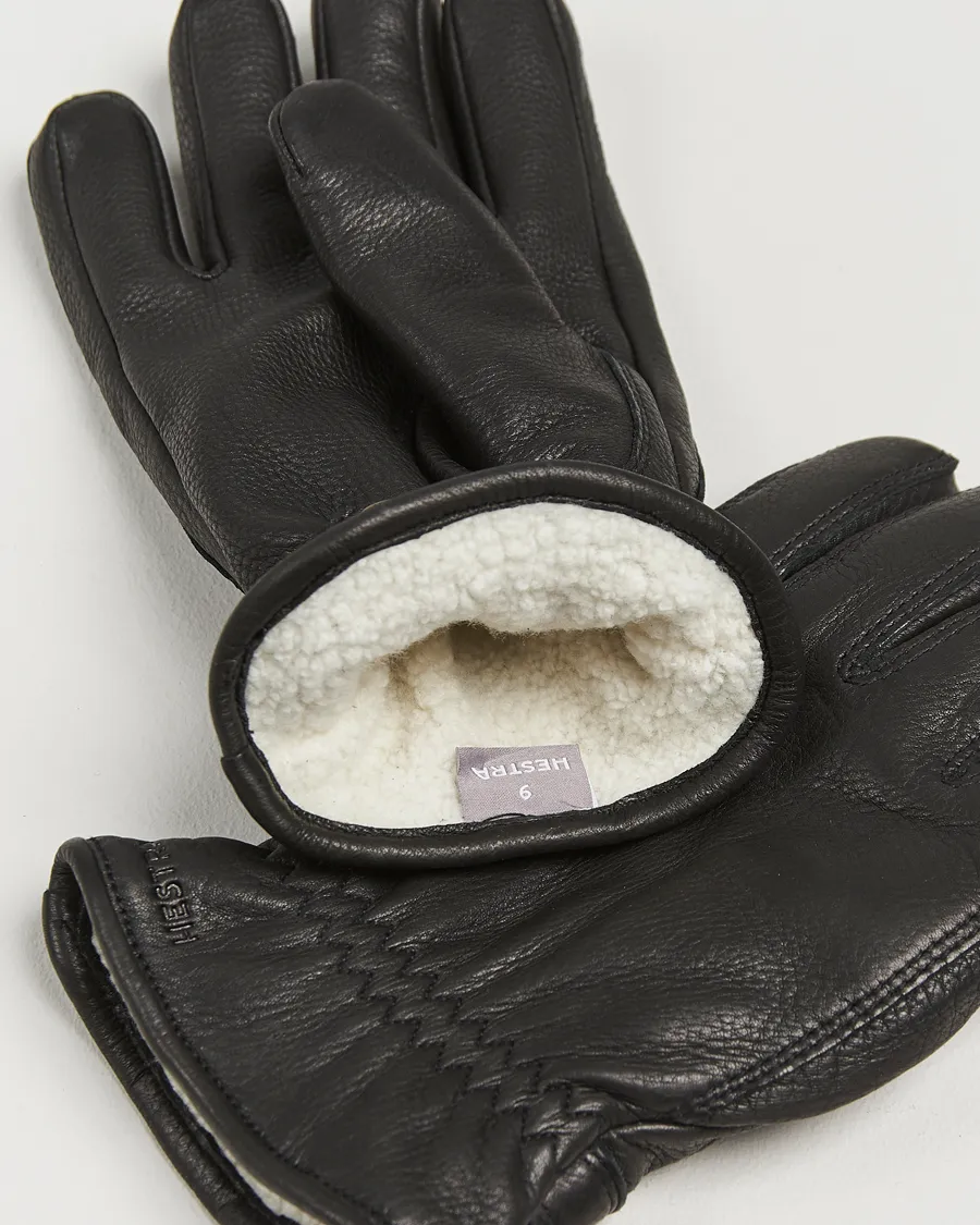 Hestra Burensvik Deerskin Wool Pile Glove Black