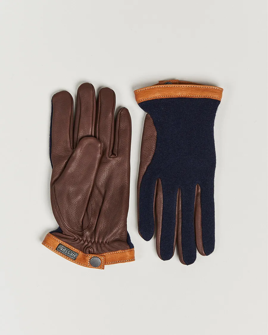 Hestra Deerskin Wool Tricot Glove Blue/Brown