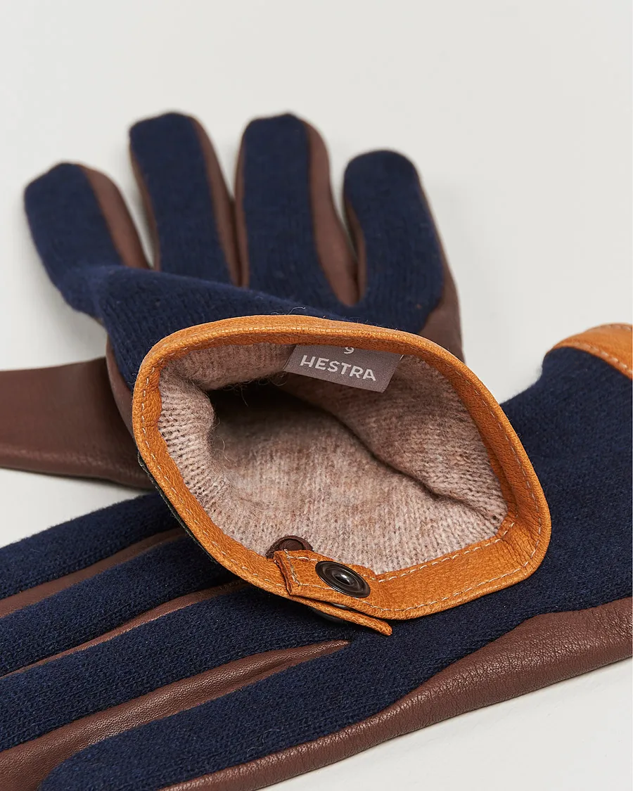 Hestra Deerskin Wool Tricot Glove Blue/Brown