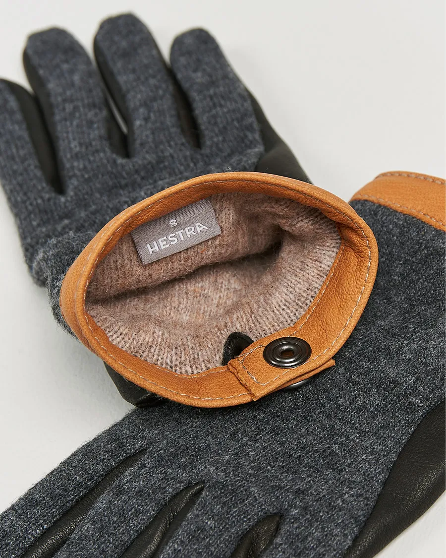 Hestra Deerskin Wool Tricot Glove Grey/Black