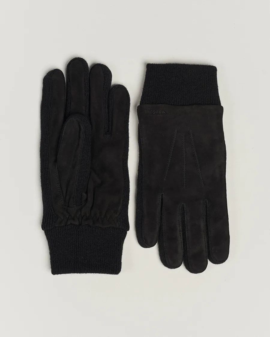 Hestra Geoffery Suede Wool Tricot Glove Black