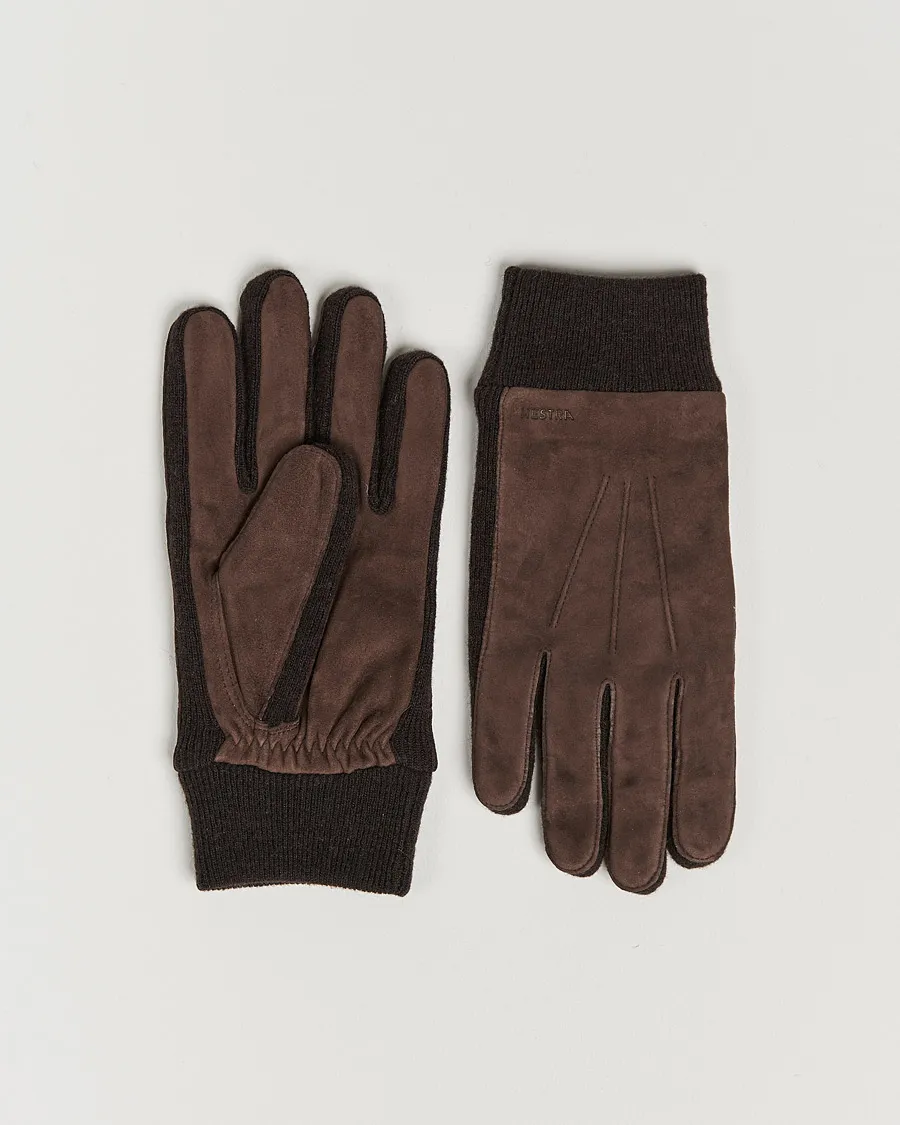 Hestra Geoffery Suede Wool Tricot Glove Espresso