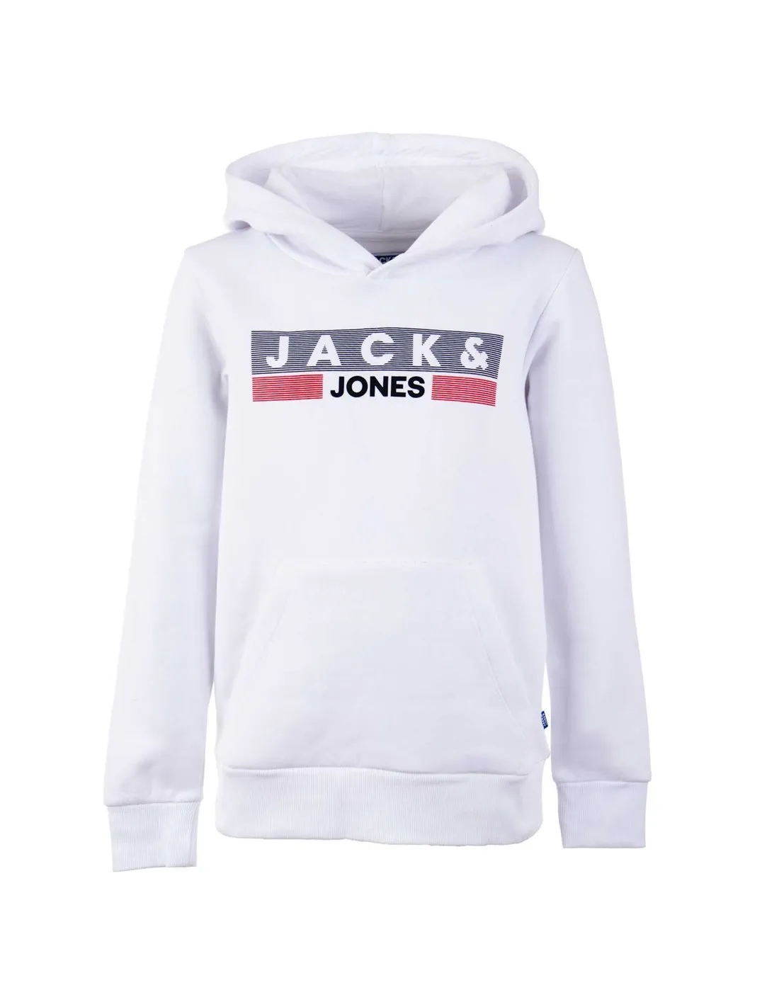 JACK & JONES - Sudadera blanca JJEcorp Logo Sweat Hood Niño