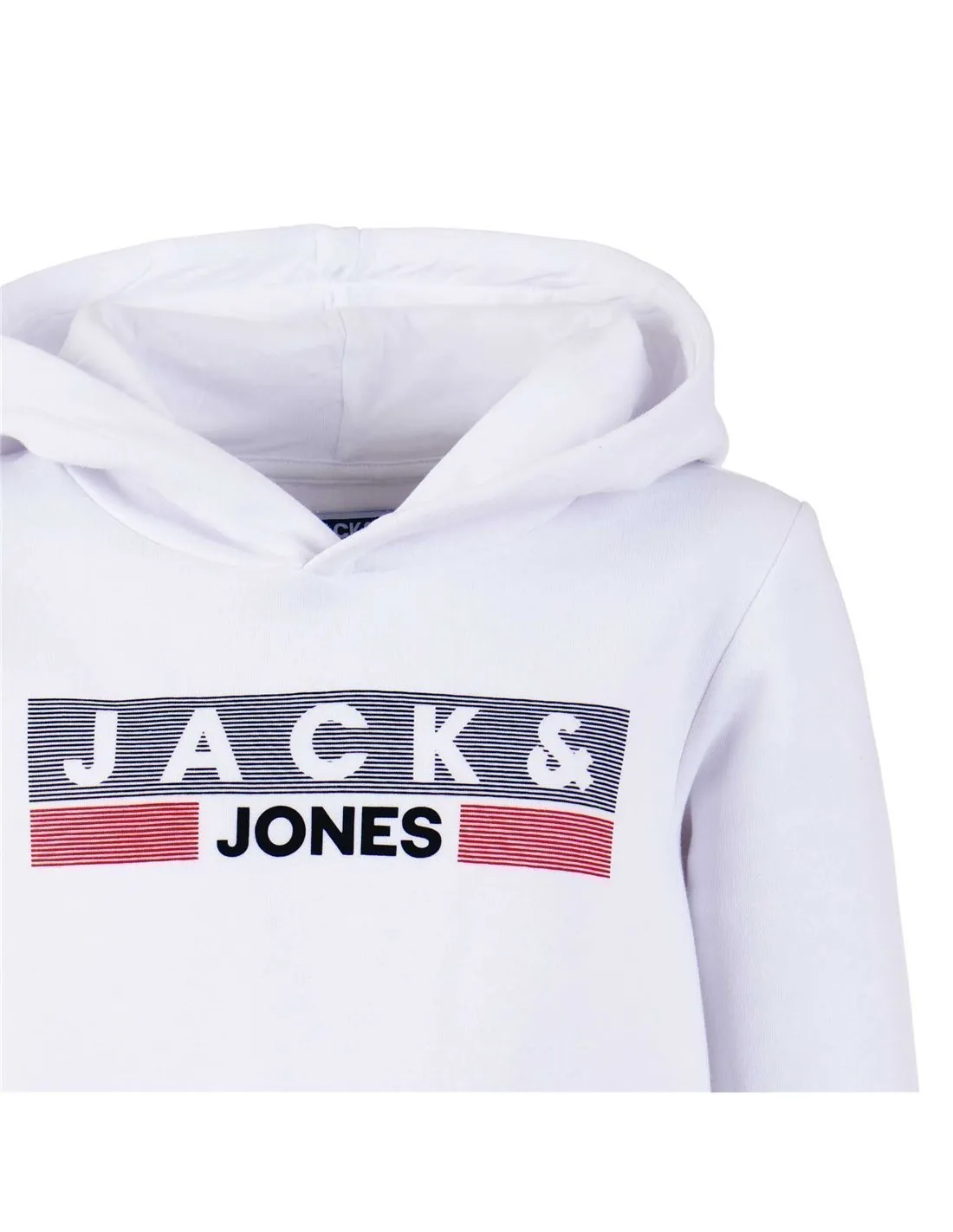 JACK & JONES - Sudadera blanca JJEcorp Logo Sweat Hood Niño