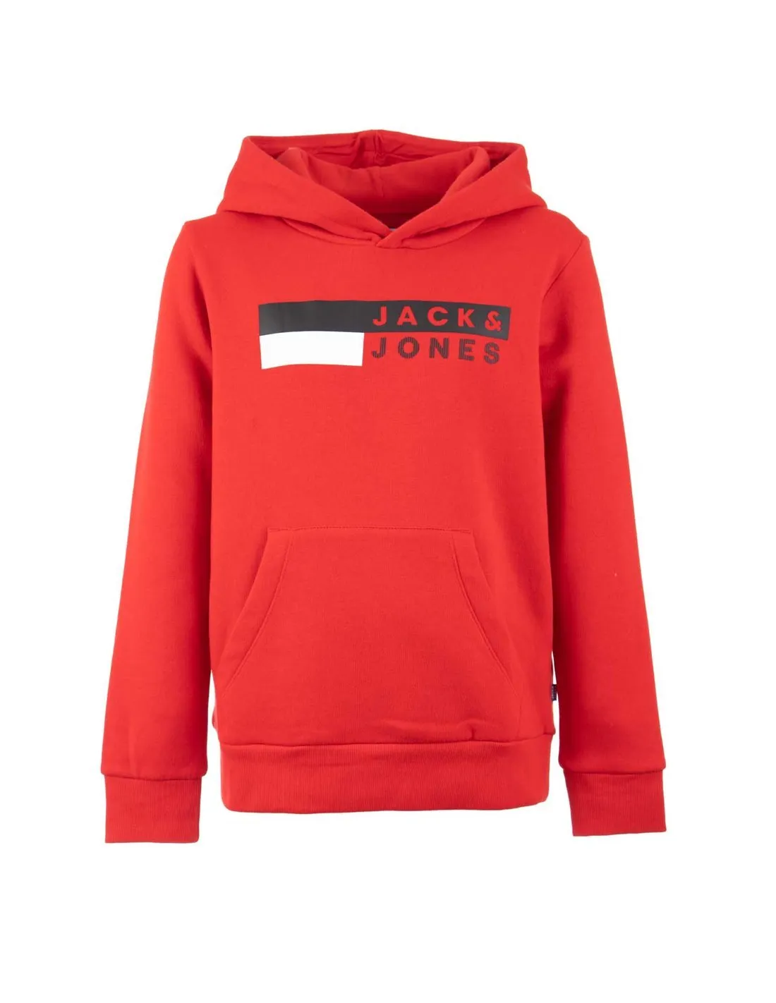 JACK & JONES - Sudadera roja JJEcorp Logo Sweat Hood Niño