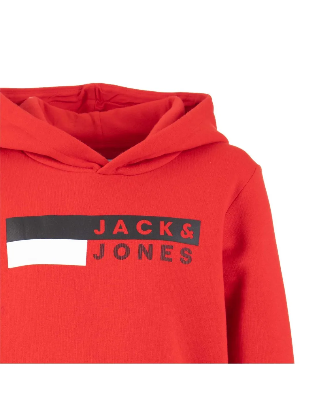 JACK & JONES - Sudadera roja JJEcorp Logo Sweat Hood Niño