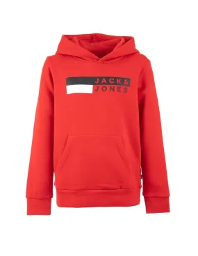 JACK & JONES - Sudadera roja JJEcorp Logo Sweat Hood Niño