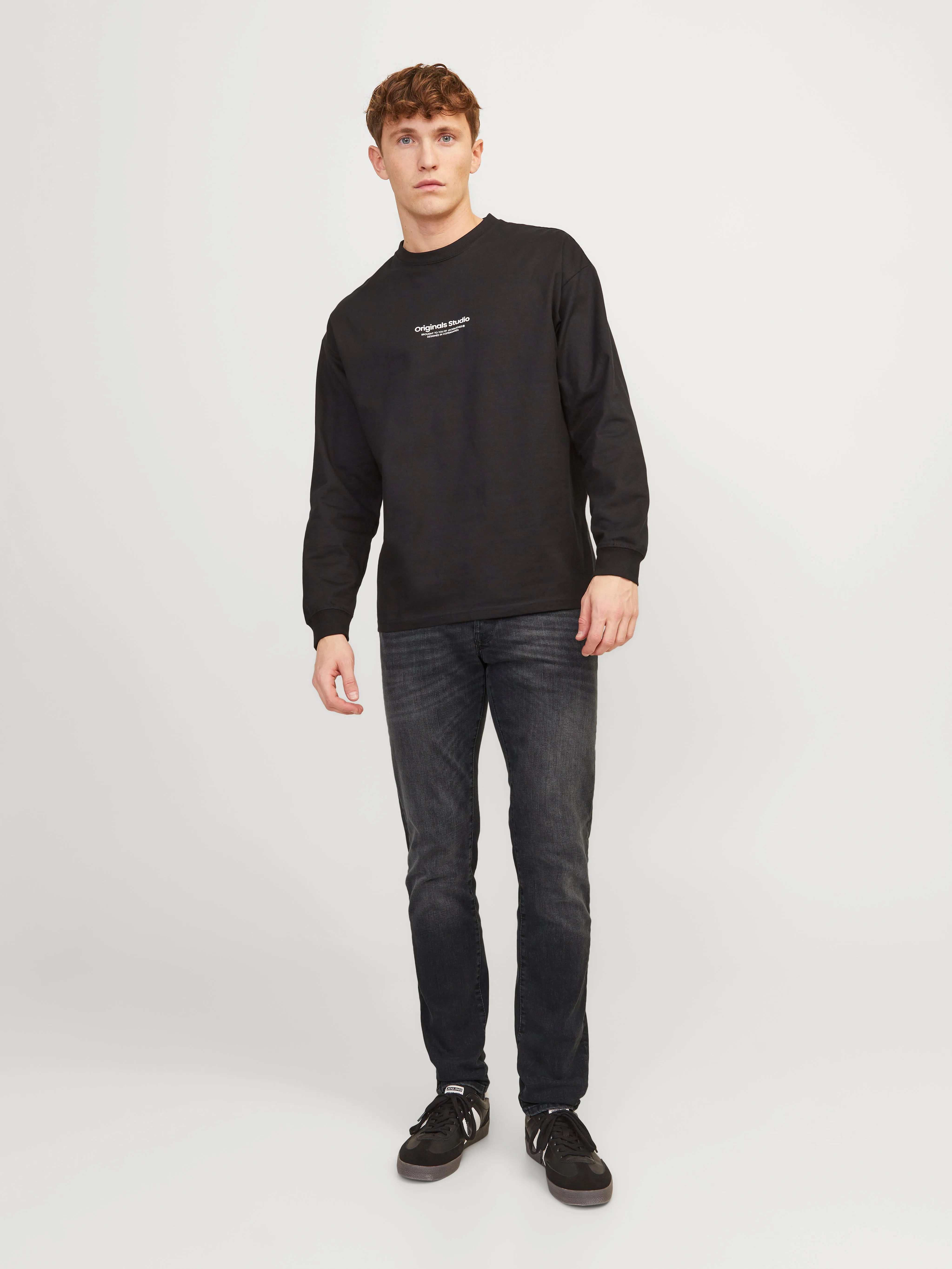 JJIGLENN JJFOX BL 655 Vaqueros de corte slim | Negro | Jack & Jones®