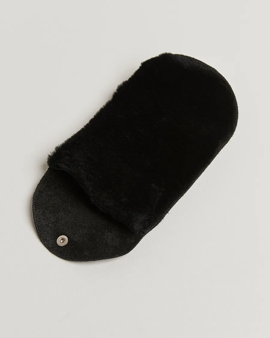 John Lobb Grain Leather Buffing Glove Black Fur