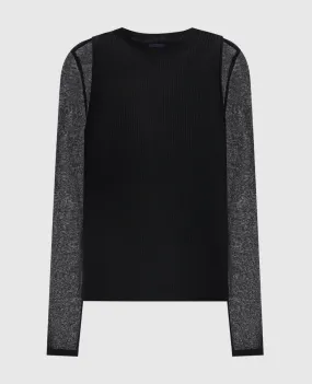 Juun.j Black ribbed jumper with logo patch