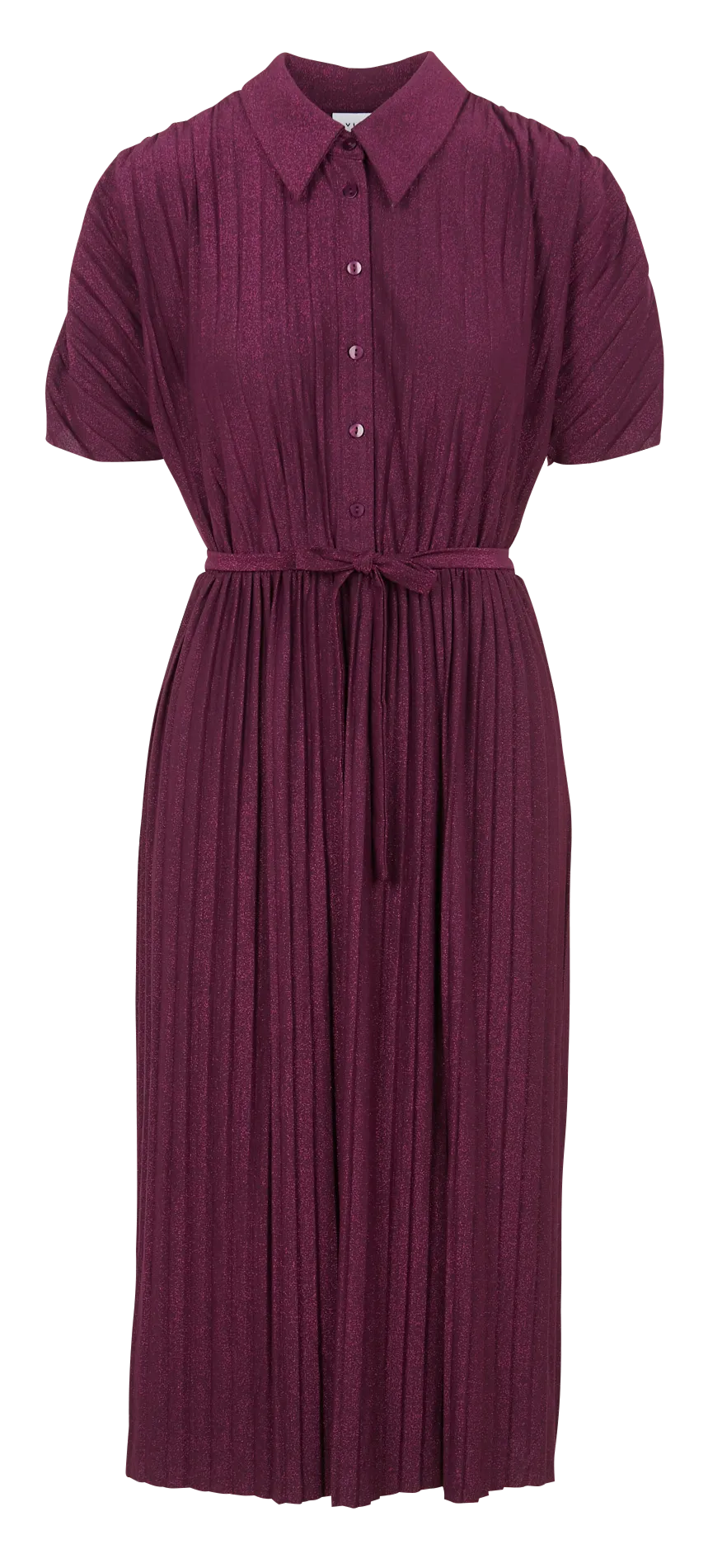 LUXI PLISSÉ - Vestido midi plisado brillante con cuello clásico en violeta