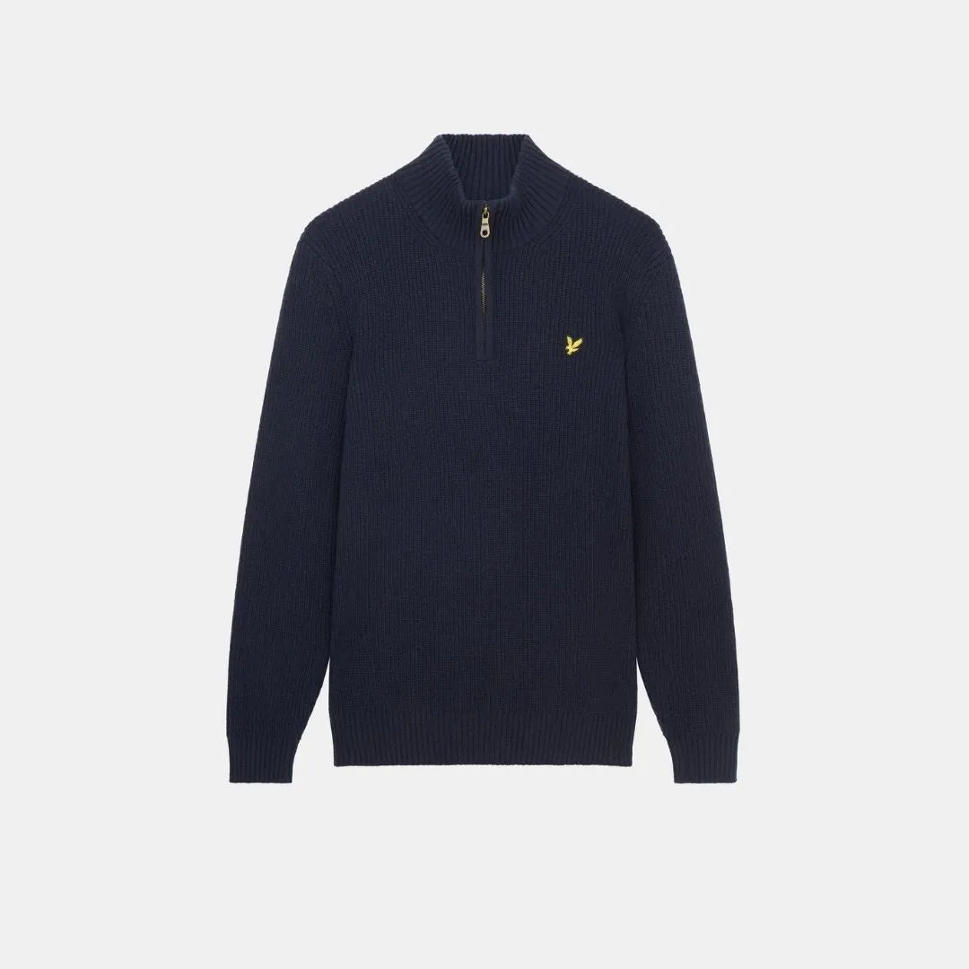 Lyle & Scott Ribbed Quarter Zip Jumper Dark Navy