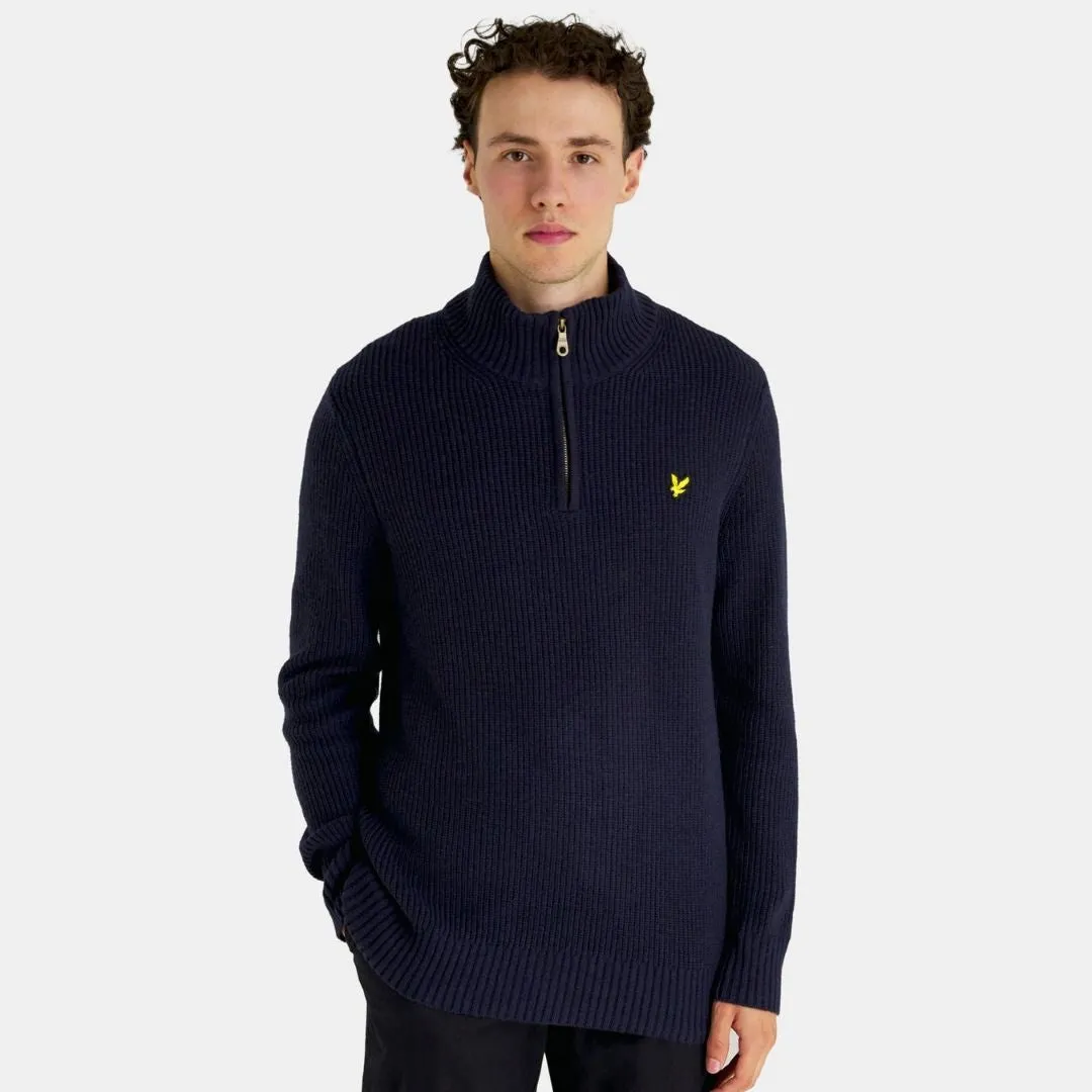 Lyle & Scott Ribbed Quarter Zip Jumper Dark Navy