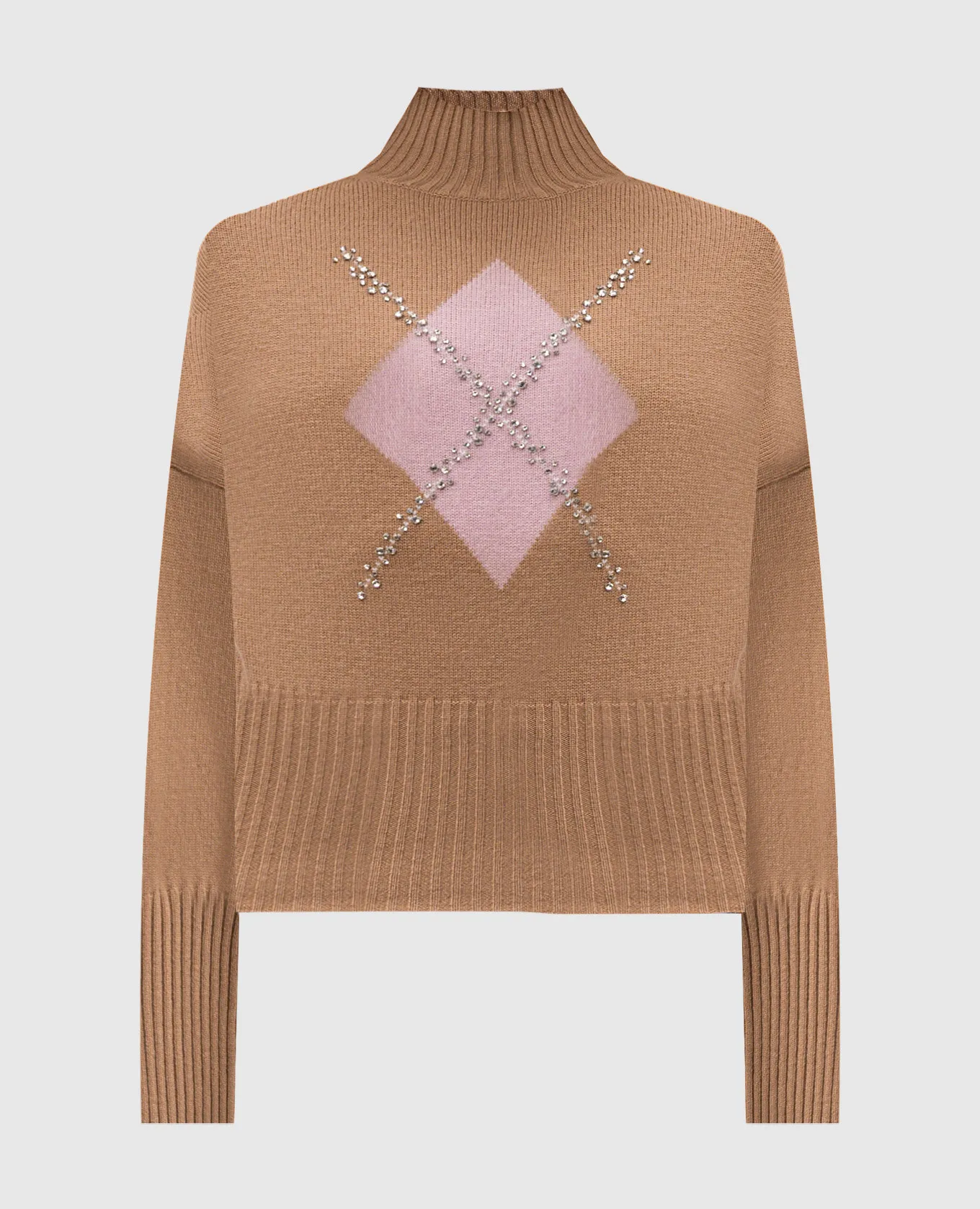 Max Mara NUCCIA beige wool and cashmere jumper with crystals