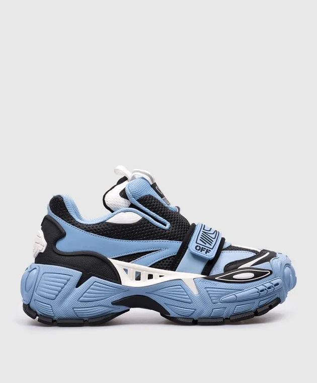 Off-White Blue combination Glove Slip On sneakers with a textured logo