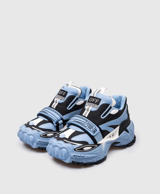 Off-White Blue combination Glove Slip On sneakers with a textured logo