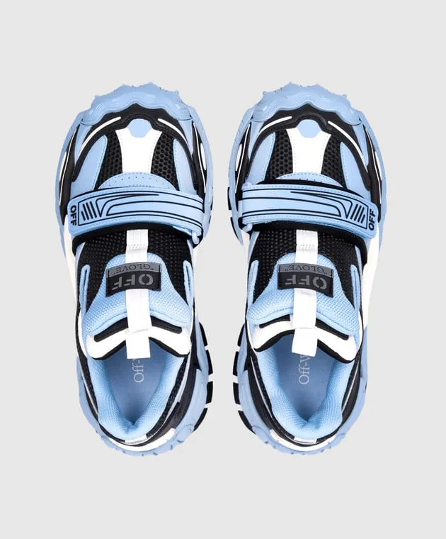 Off-White Blue combination Glove Slip On sneakers with a textured logo