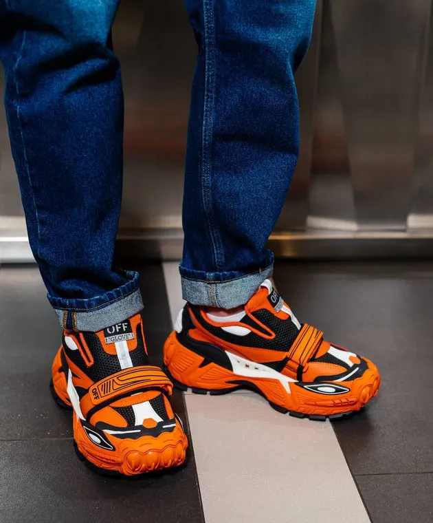 Off-White Orange combination Glove Slip On sneakers