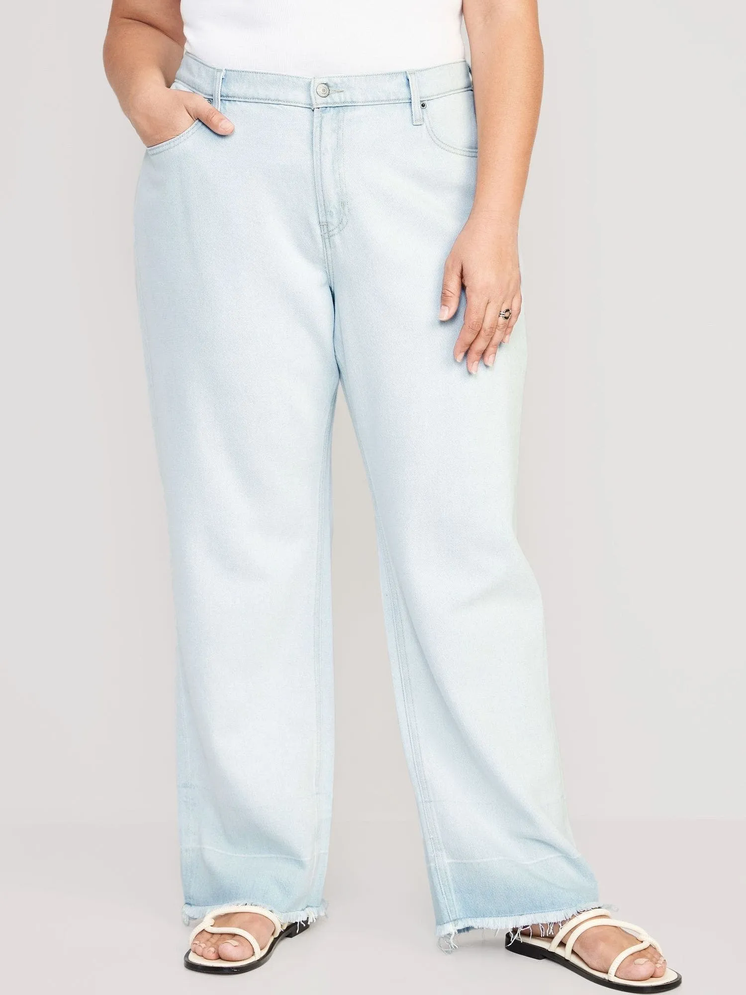 OLD NAVY Jeans Old Navy Baggy Straight Released-Hem Tiro Medio Mujer