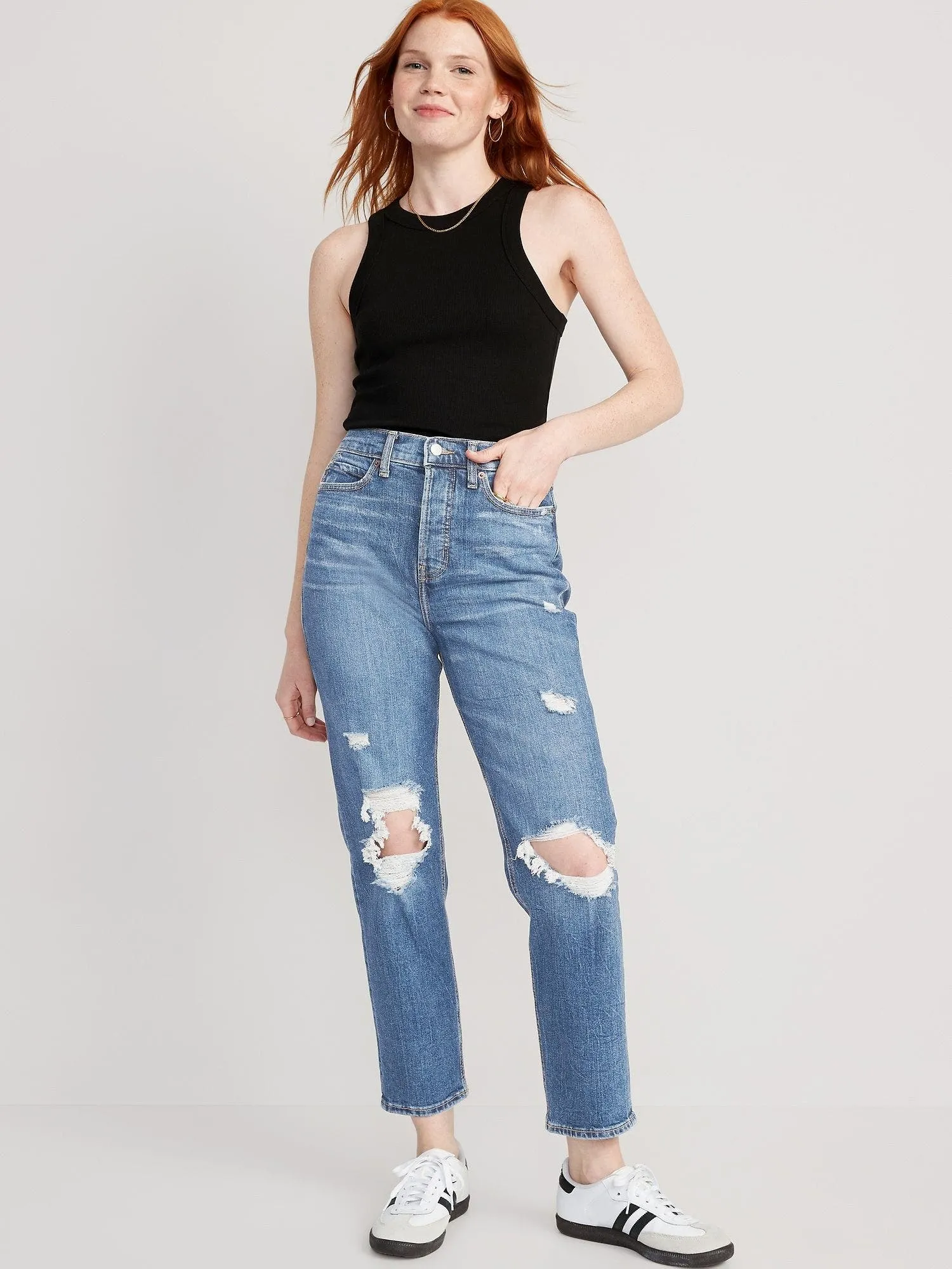 OLD NAVY Jeans Straight Extra Tiro Alto Sky-Hi Old Navy Mujer