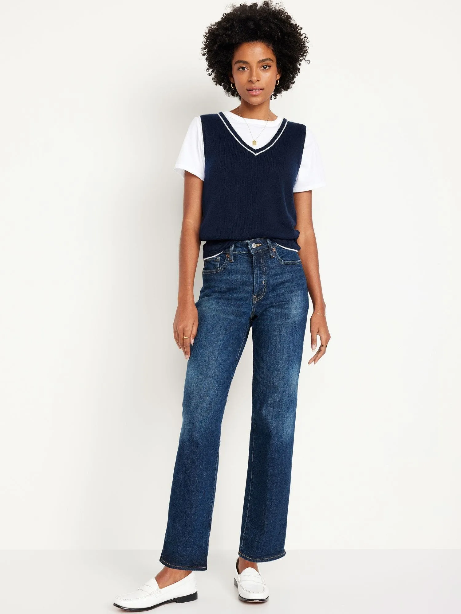 OLD NAVY Jeans Straight Tiro Alto OG Old Navy Mujer