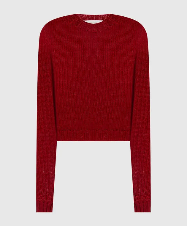 Palm Angels Red wool and cashmere logo jumper