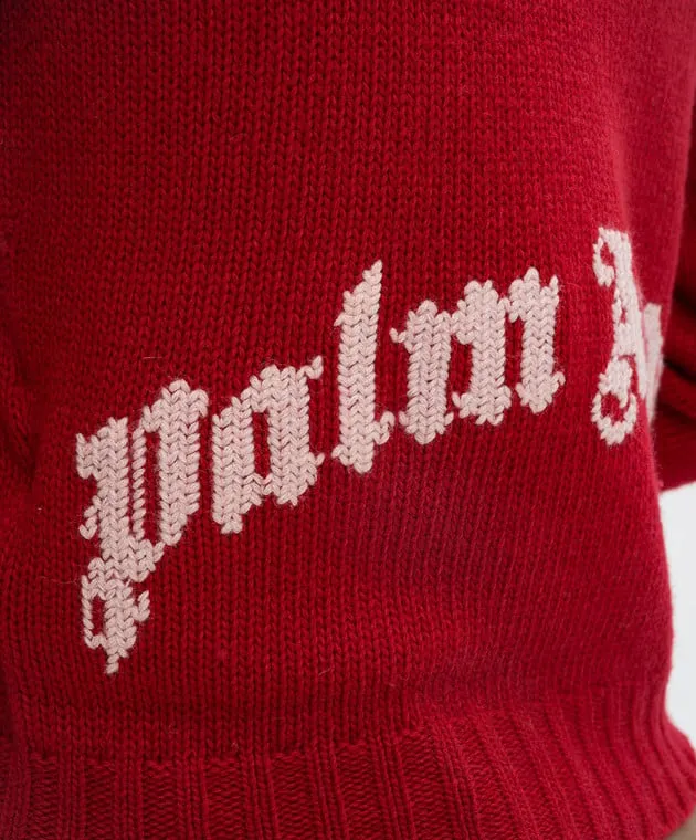 Palm Angels Red wool and cashmere logo jumper