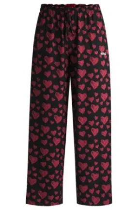 Pantalones de pijama de punto de mezcla de modal con estampado integral de corazones