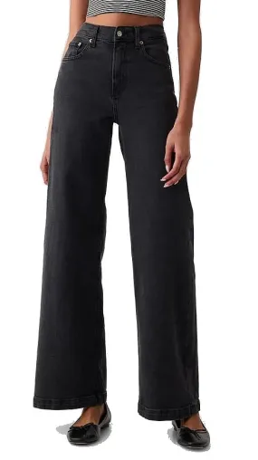 pantalones vaqueros GAP Stride High Rise Wide - Saville/Washed Black - women´s