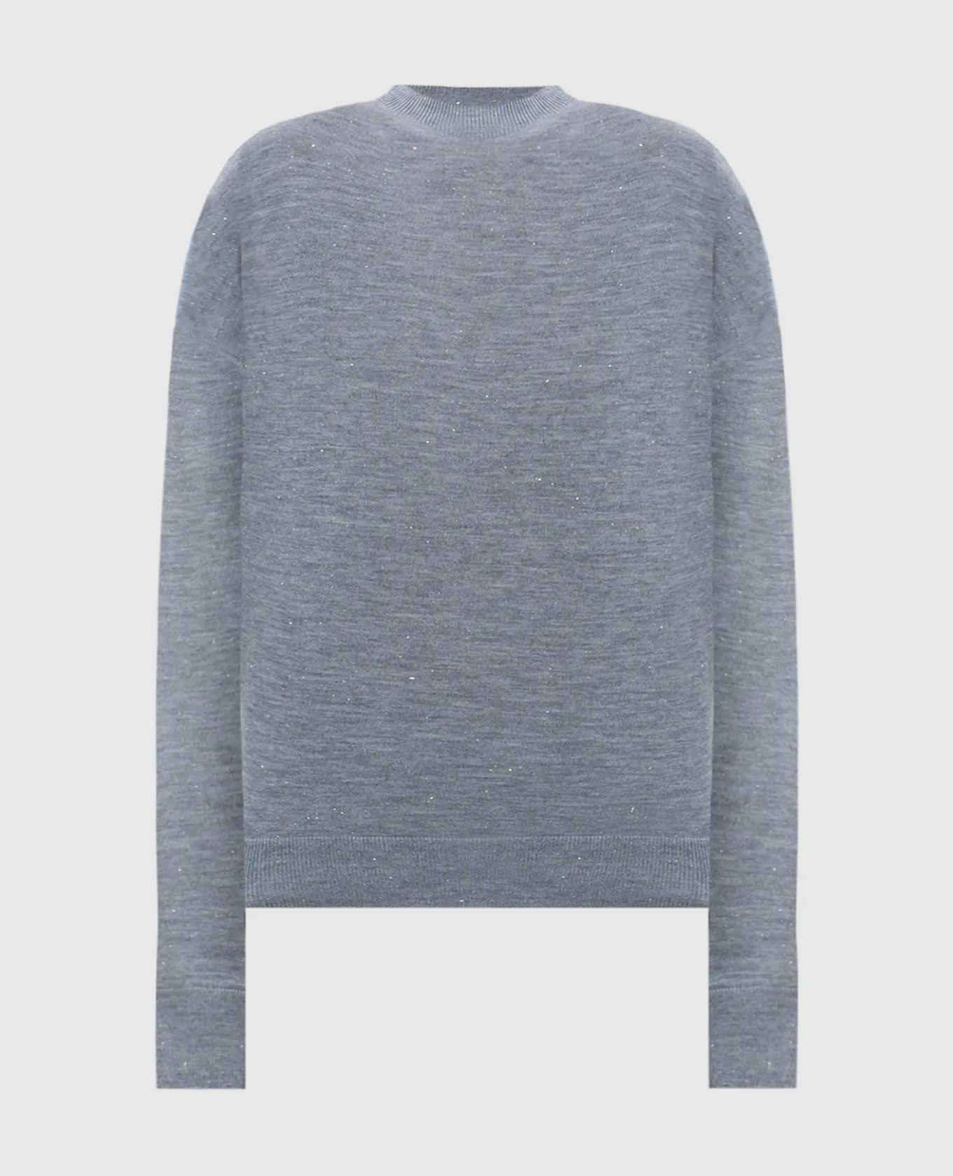 Peserico Gray wool jumper with monil chain