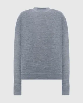 Peserico Gray wool jumper with monil chain