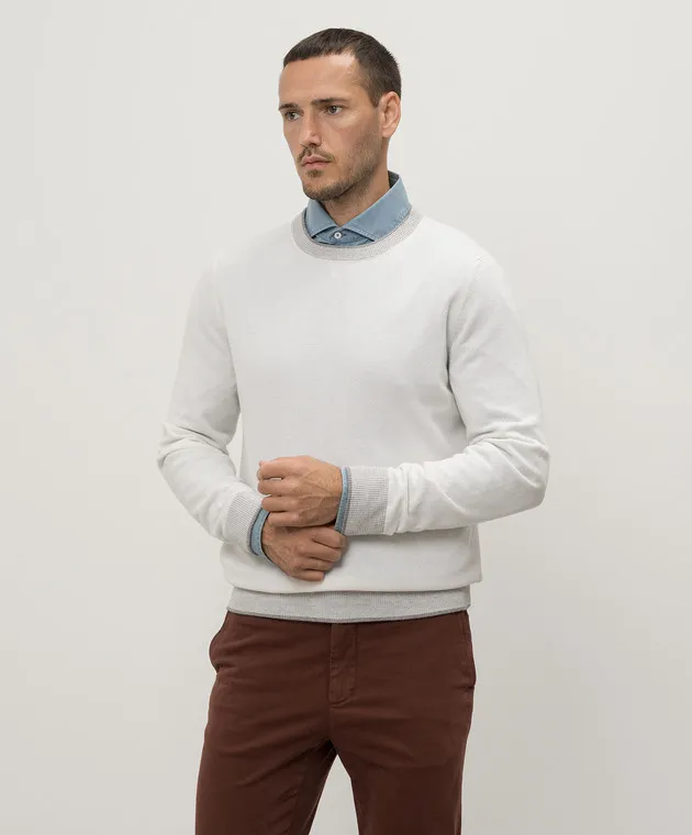 Peserico White wool, cashmere and silk jumper