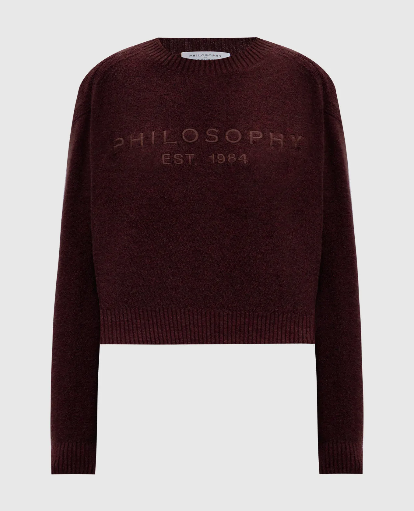 Philosophy di Lorenzo Serafini Burgundy wool jumper with logo embroidery