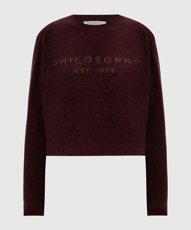 Philosophy di Lorenzo Serafini Burgundy wool jumper with logo embroidery