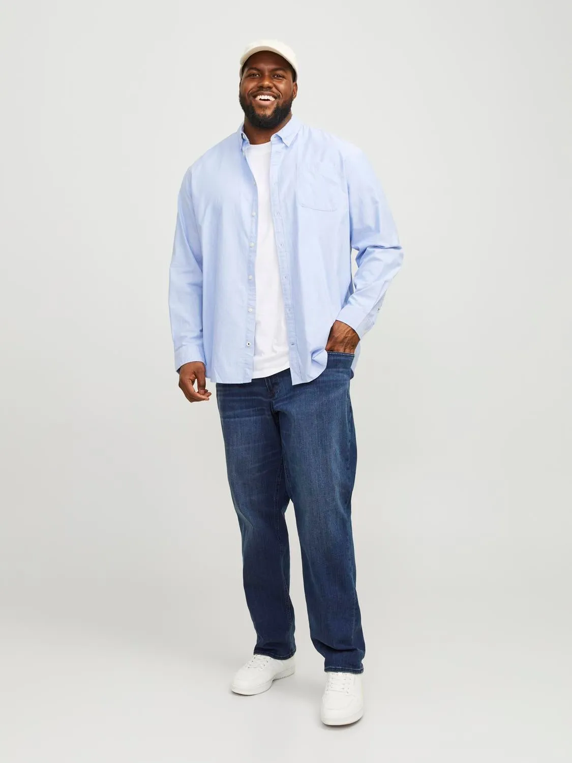 Plus Size JJIGLENN JJORIGINAL AM 812 PLS Vaqueros de corte slim | Azul intermedio | Jack & Jones®