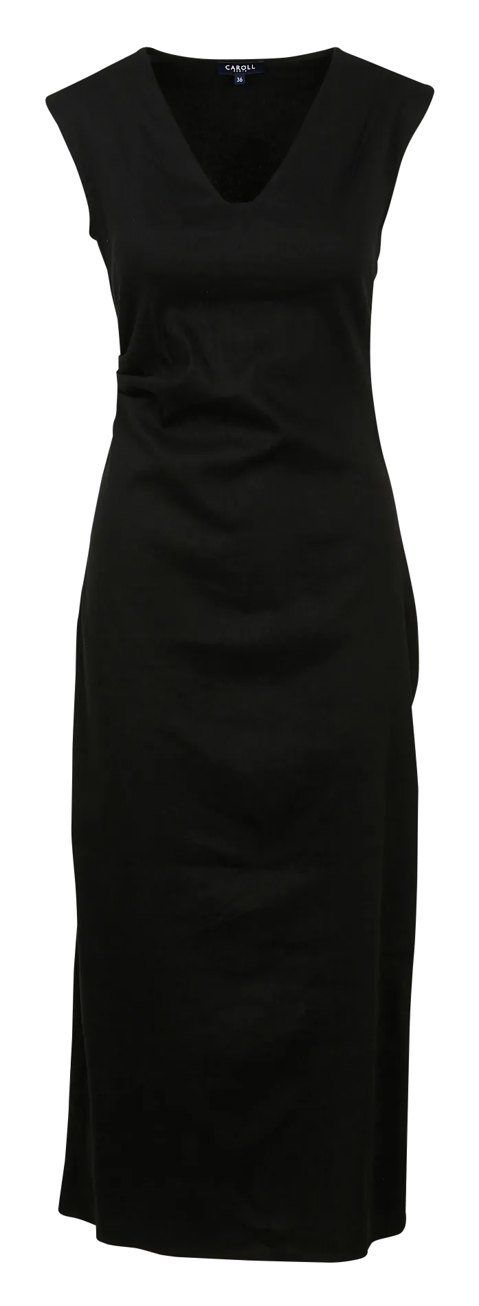 RAWEL - Vestido midi con cuello en V de lino mezclado en negro