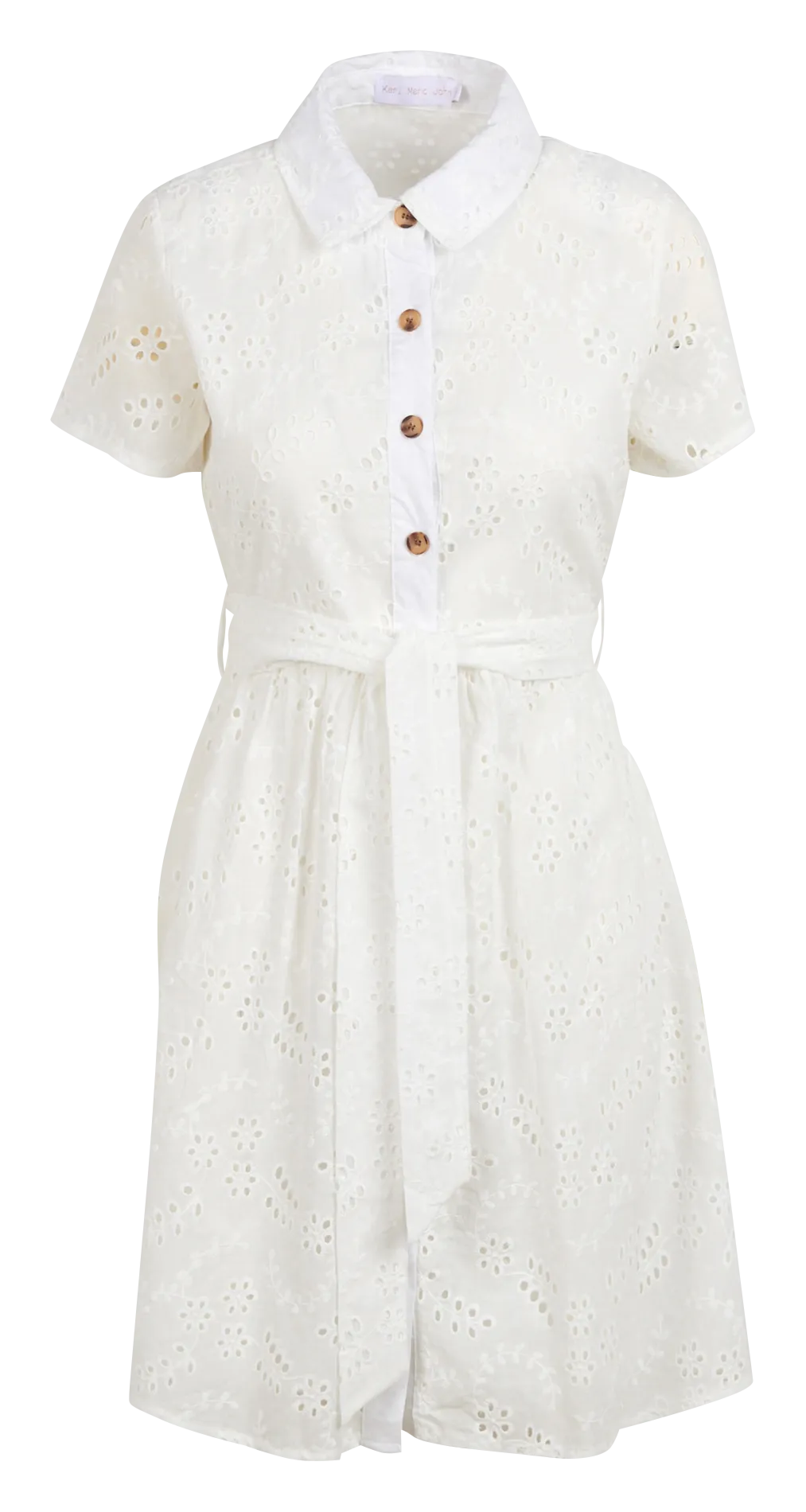 RAYANE - Vestido camisero bordado de algodón en blanco