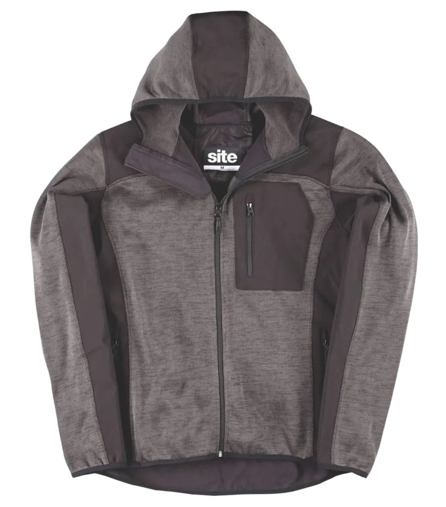 Site Rowan, sudadera de punto softshell con capucha, gris oscuro/negro, talla M (pecho 38-40