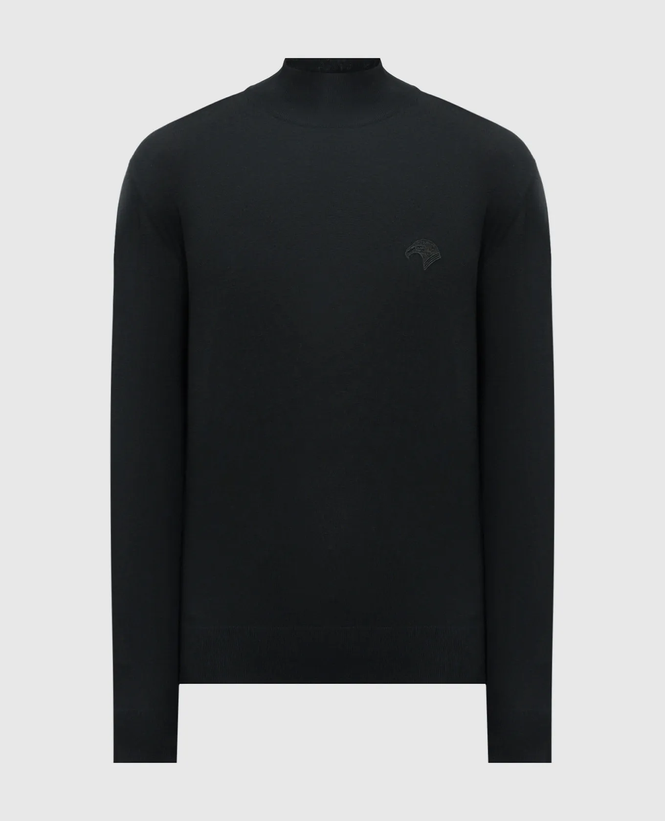 Stefano Ricci Black wool jumper with logo embroidery