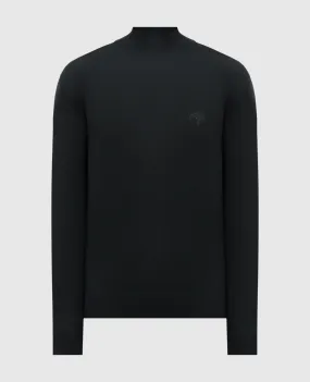 Stefano Ricci Black wool jumper with logo embroidery